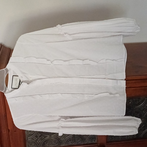 ALEXIS Lyric white dobby blouse balloon sleeves M - Picture 6 of 15